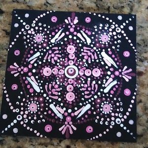 Hand Painted Mandala 4"x4" wood square